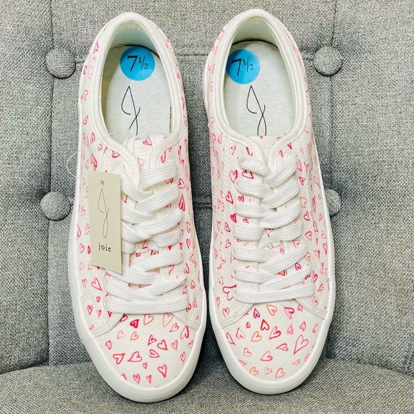 Joie White Platform Laced Low Top Sneaker w/ Watercolor Heart Pattern - $188 NWT - Picture 3 of 6